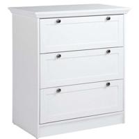 LANDWOOD Commode met 3 lades - Witte afwerking - Landelijke stijl - B80 x D45 x H90 cm