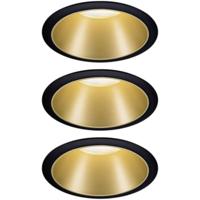 Paulmann Cole Coin 93404 Inbouwlamp Set van 3 stuks Energielabel 2021: n.v.t. 6 W Warmwit Zwart, Goud