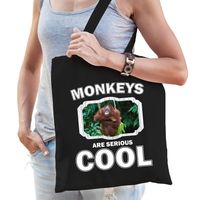 Dieren orangoetan tasje zwart volwassenen en kinderen - monkeys are cool cadeau boodschappentasje - thumbnail