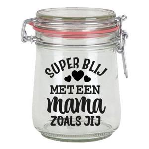 Cadeau voorraadpot - mama - glas - 10 x 7,5 cm - 720 ml - verjaardag cadeau - snoeppot - Moederdag