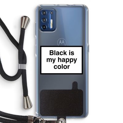 Black is my happy color: Motorola Moto G9 Plus Transparant Hoesje met koord