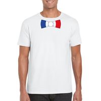 Wit t-shirt met Frankrijk vlag strikje heren - thumbnail