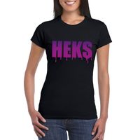 Halloween heks tekst t-shirt zwart dames - thumbnail