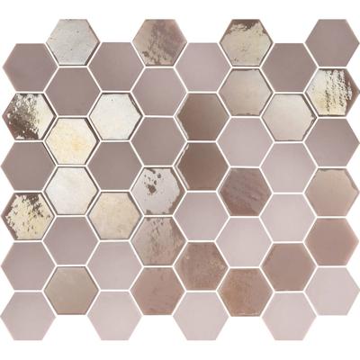 The Mosaic Factory Valencia Mozaiek Tegel Hexagon- Roze Glas Recycled 278x325 mm