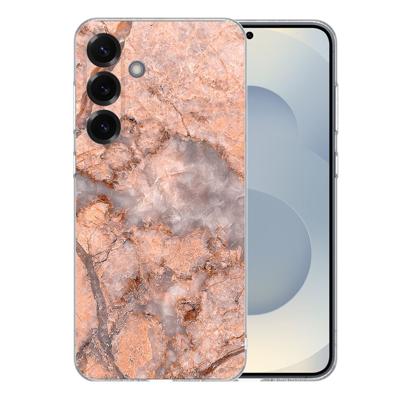 TPU Hoesje Samsung Galaxy S25 Plus - Marmer Oranje Backcover TPU Hoesje Samsung Galaxy S25 Plus - Marmer Oranje Backcover