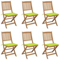 Tuinstoelen 6 st inklapbaar met kussens massief acaciahout