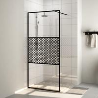 Inloopdouchewand 100x195 cm ESG-glas transparant en zwart