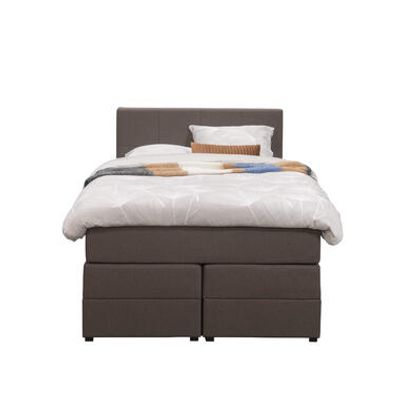 Boxspring met opbergruimte Liv geblokt - donkerbruin - 120x200 cm - Leen Bakker