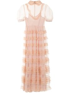 RED Valentino robe mi-longue à volants - Rose