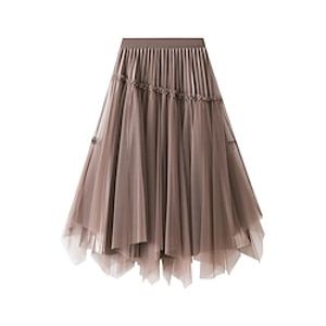 dames tutu rok lange tule rok midi zwarte amandel kaki rokken vallenamp; winter geplooide onregelmatige zoom kralen mode elegant straat dagelijks one-size miniinthebox