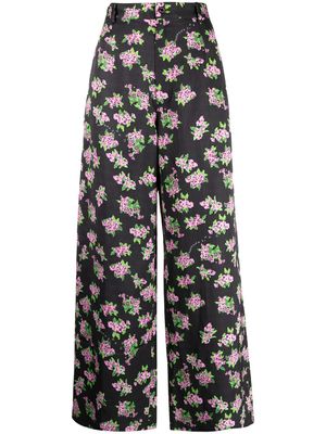 Natasha Zinko pantalon crop à fleurs - Noir