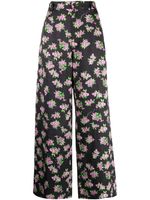 Natasha Zinko pantalon crop à fleurs - Noir