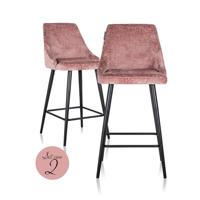 Counter stoel Brooke roze chenille (set van 2)