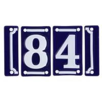 Best for Boots huisnummer 84 - met sierrand - Oudhollands - emaille - blauw/wit