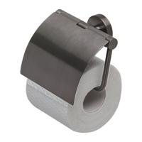 Toiletrolhouder Geesa Nemox | Met klep | Zwart metaal geborsteld