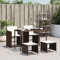 5-delige Tuinset met kussens poly rattan bruin - thumbnail