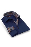 Circle of Gentlemen Slim Fit Overhemd Marine, Effen - thumbnail