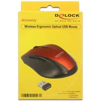 Delock 12493 Ergonomische muis USB Optisch Zwart, Rood 5 Toetsen