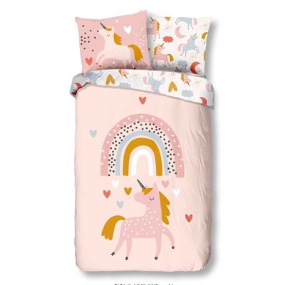 Kinderdekbedovertrek Katoen - 140x200 cm Roze - Dessin: Dieren - Good Morning - Dekbed-Discounter.nl