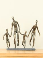 Symbolisch beeldje brons look Familie 2 kinderen, 32 cm - thumbnail