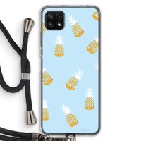 Ananasjes: Samsung Galaxy A22 5G Transparant Hoesje met koord