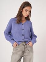 Grof ribgebreide katoenen V-hals cardigan Grof ribgebreide katoenen V-hals cardigan