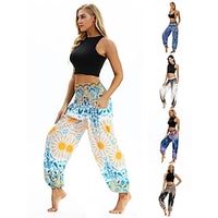 Dames Yogabroek Zijzakken Harem Gesmokte taille Lichtgewicht Sneldrogend Hoge taille Buikdans Fitness Knickerbockers (dames) Bohémien Hippie Boho Oceaanblauw Licht Paars Jager Groen Sport Sportkleding Lightinthebox