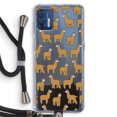 Alpacas: Motorola Moto G9 Plus Transparant Hoesje met koord