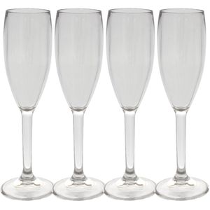 Set van 8x stuks onbreekbare kunststof camping champagneglazen 175 ml