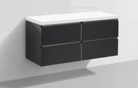 Badmeubel Trend met Flat kunstmarmer top 120 Hoogglans Antraciet met 4 lades