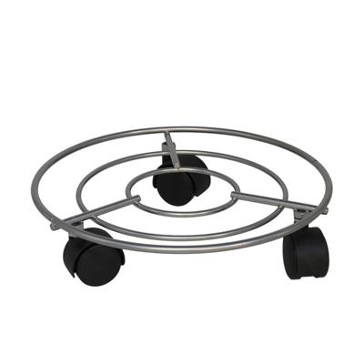 Gerimport Planten trolley - multiroller - grijs - rond - metaal - D25 cm