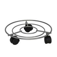 Gerimport Planten trolley - multiroller - grijs - rond - metaal - D25 cm