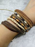 Vintage Etnisch Houten Kralen Kralen Geweven meerlaags Armband - thumbnail