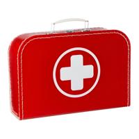 Dokter / zuster verkleed koffertje - verpleegster - 21 x 30 x 9 cm - rood - met kruis