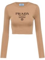 Prada haut en maille intarsia - Marron Prada haut en maille intarsia - Marron