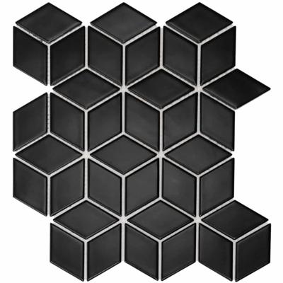 The Mosaic Factory Paris Mozaiek Tegel Cubic - mat Zwart Porselein Geglazuurd 266x305 mm