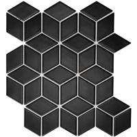 The Mosaic Factory Paris Mozaiek Tegel Cubic - mat Zwart Porselein Geglazuurd 266x305 mm