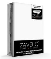 Zavelo Katoen Topper Hoeslaken Strijkvrij Wit-Lits-jumeaux (200x220 cm)