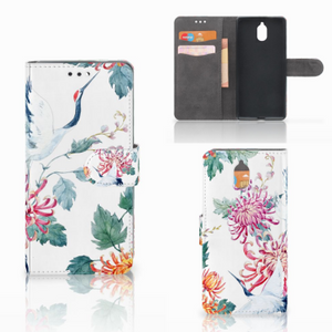 Nokia 3.1 (2018) Telefoonhoesje met Pasjes Bird Flowers