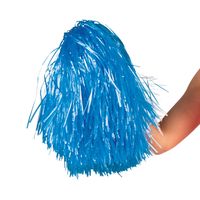 Cheerballs/pompoms - 1x - blauw - met franjes en ring handgreep - 28 cm - thumbnail