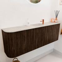 Toiletmeubel Mondiaz Joya Dlux | 123.2 cm | Meubelkleur Walnut | Faye wastafel Ostra Wasbak Midden | 1 kraangat