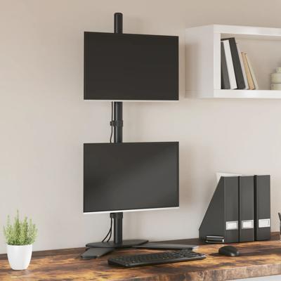 VidaXL Monitorstandaard dubbel vesa 75/100 mm staal zwart