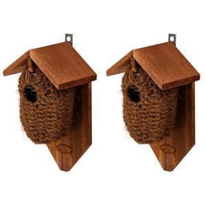 Decoris Vogelhuisje - 2x stuks - kokos - nestbuidel - 26 cm