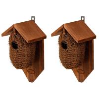 Decoris Vogelhuisje - 2x stuks - kokos - nestbuidel - 26 cm