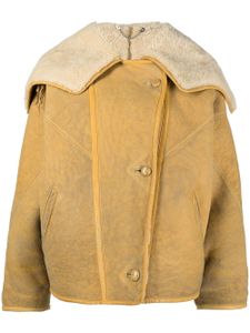 A.N.G.E.L.O. Vintage Cult manteau en peau lainée à simple boutonnage (années 1980) - Jaune