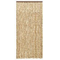 vidaXL Vliegengordijn 90x220 cm chenille beige en bruin - thumbnail