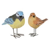 Tuinbeeldjes decoratie vogeltjes - 2x stuks - metaal - 10 cm - binnen/buiten Tuinbeeldjes decoratie vogeltjes - 2x stuks - metaal - 10 cm - binnen/buiten