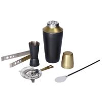 RVS barset / cocktailset / giftset met cocktailshaker 6-delig zwart/goud