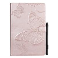 Voor Galaxy tab S5e gedrukt afdrukken Butterfly patroon horizontale Flip PU lederen draagtas met houder & kaartsleuven & portemonnee & pen sleuf (Rose