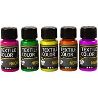 Creativ Company Neon textielverf - set van 5 kleuren, 50ml